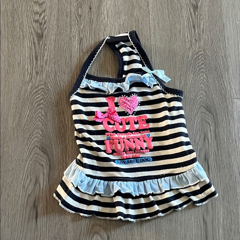 Charming Striped dog Top with Pink and Blue Accents